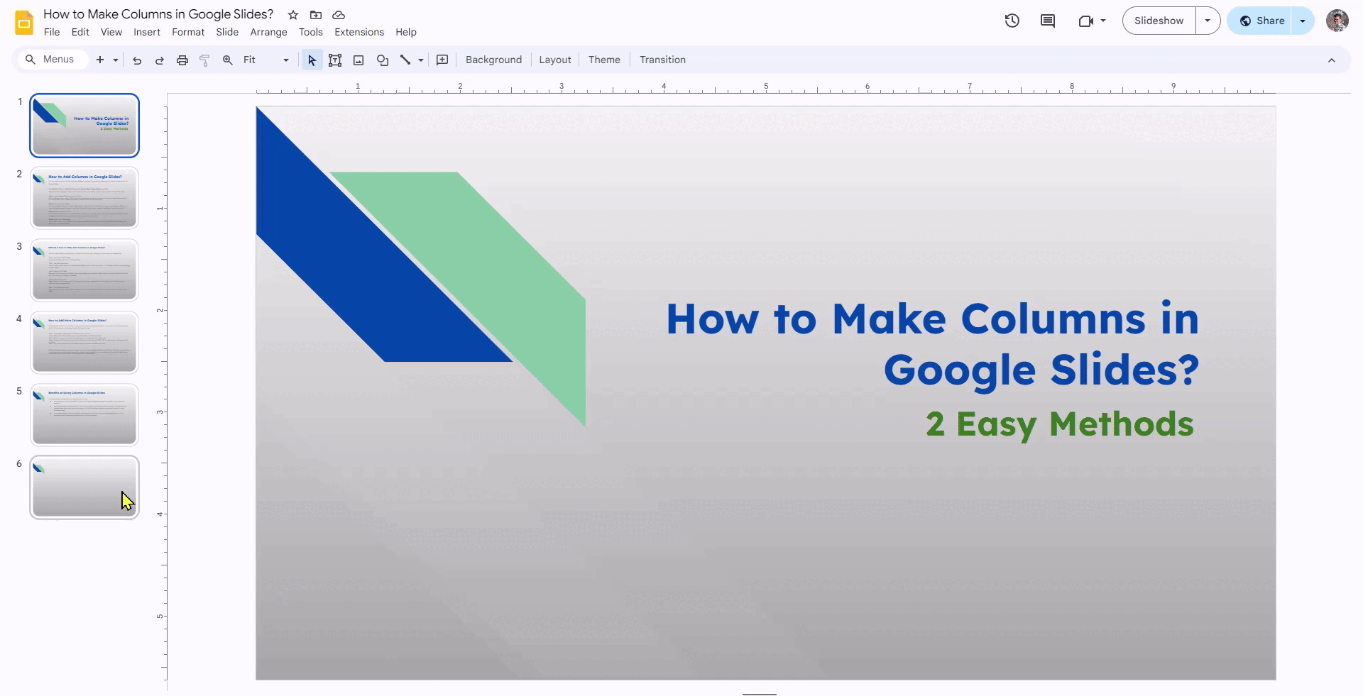 use layout menu and add 2 column layout