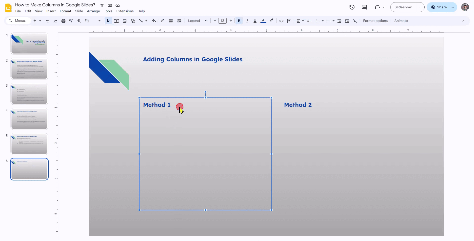 add text in columns