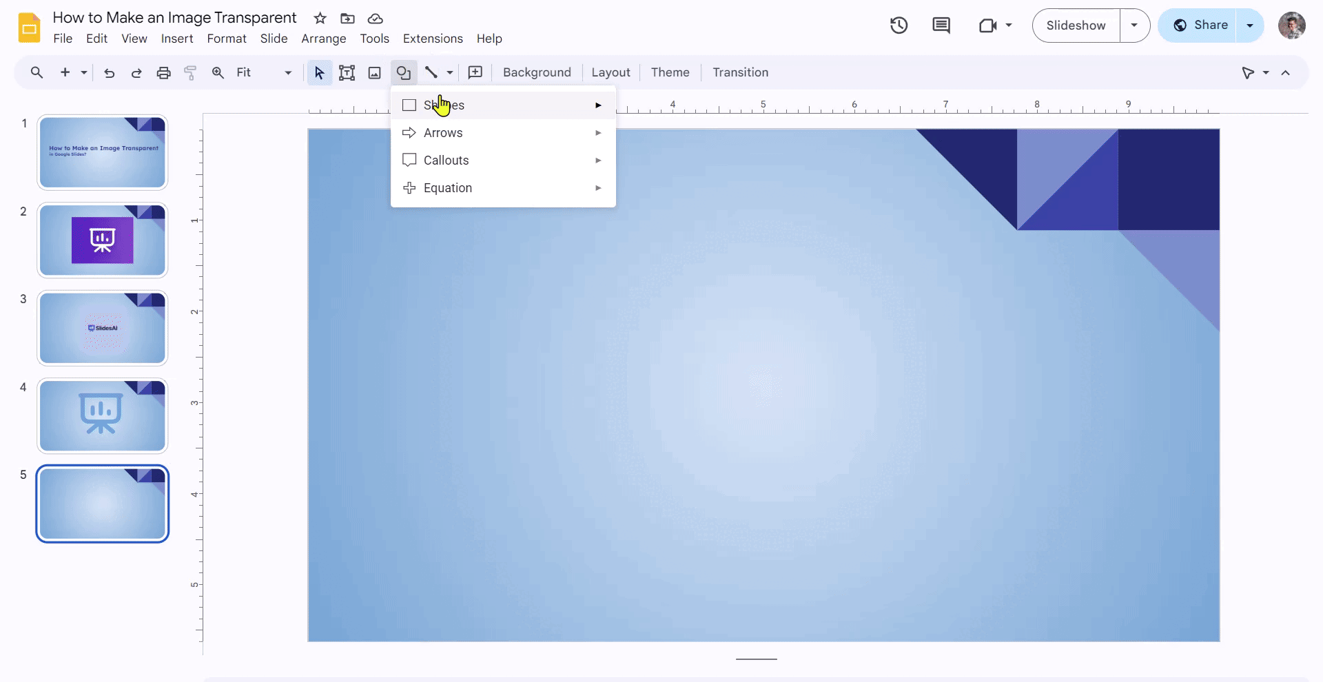 add gradients in google slides