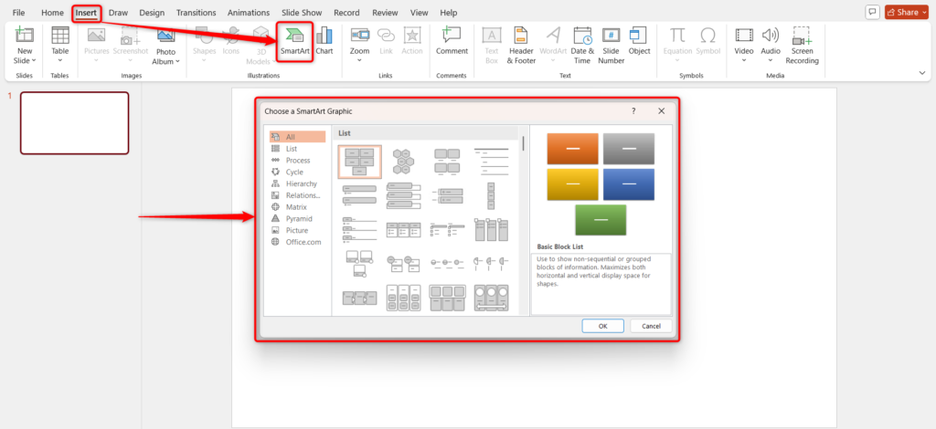 Open SmartArt Graphics in PowerPoint