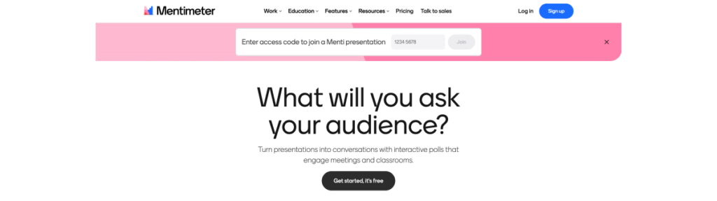 Mentimeter homepage