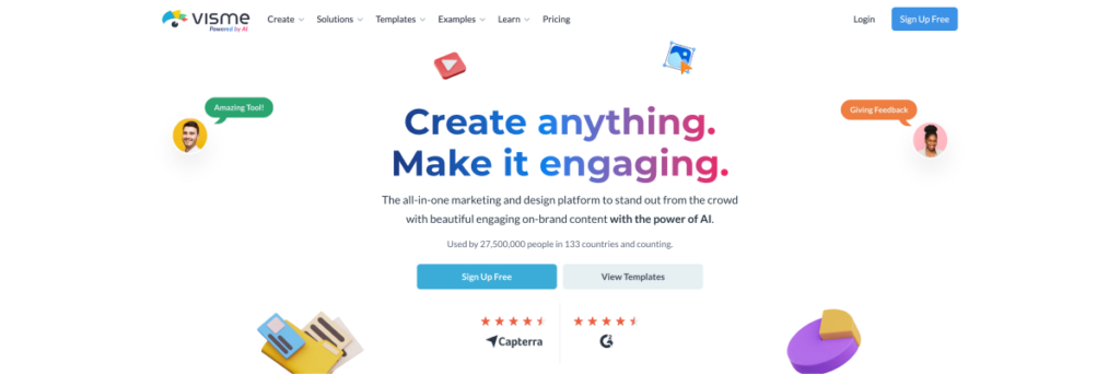 Visme homepage