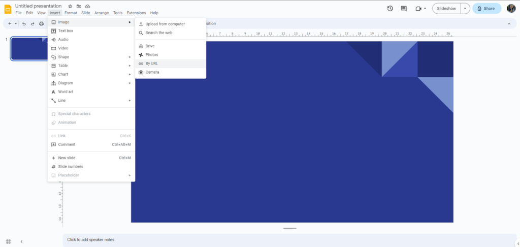Select By URL option in the Google Slides