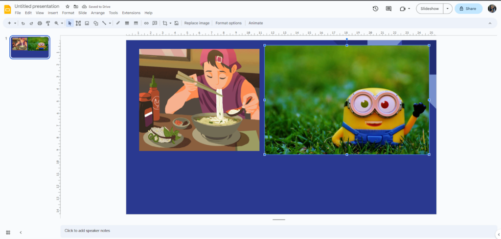 Insert the GIF in Google Slides using Search the Web option