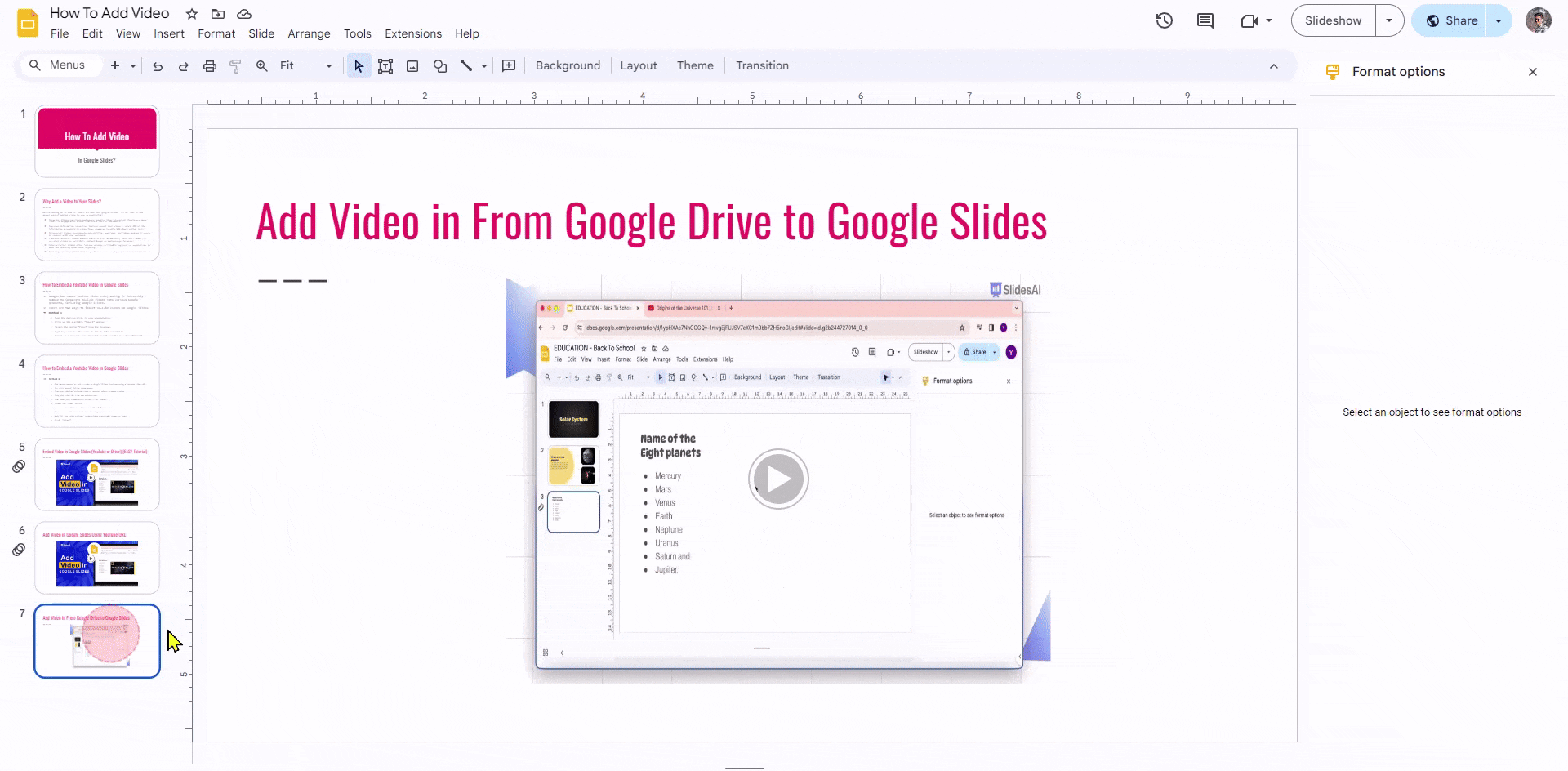 cut and edit video in Google Slides