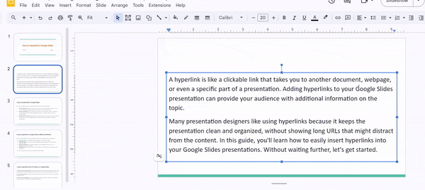 Create Hyperlinks by using a Shortcut Key in Google Slides