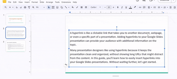 Create Hyperlinks by using a Toolbar in Google Slides