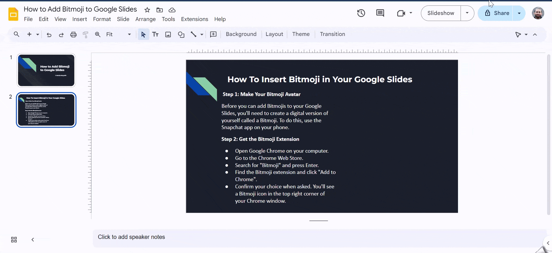 How To Insert Bitmoji in Your Google Slides
