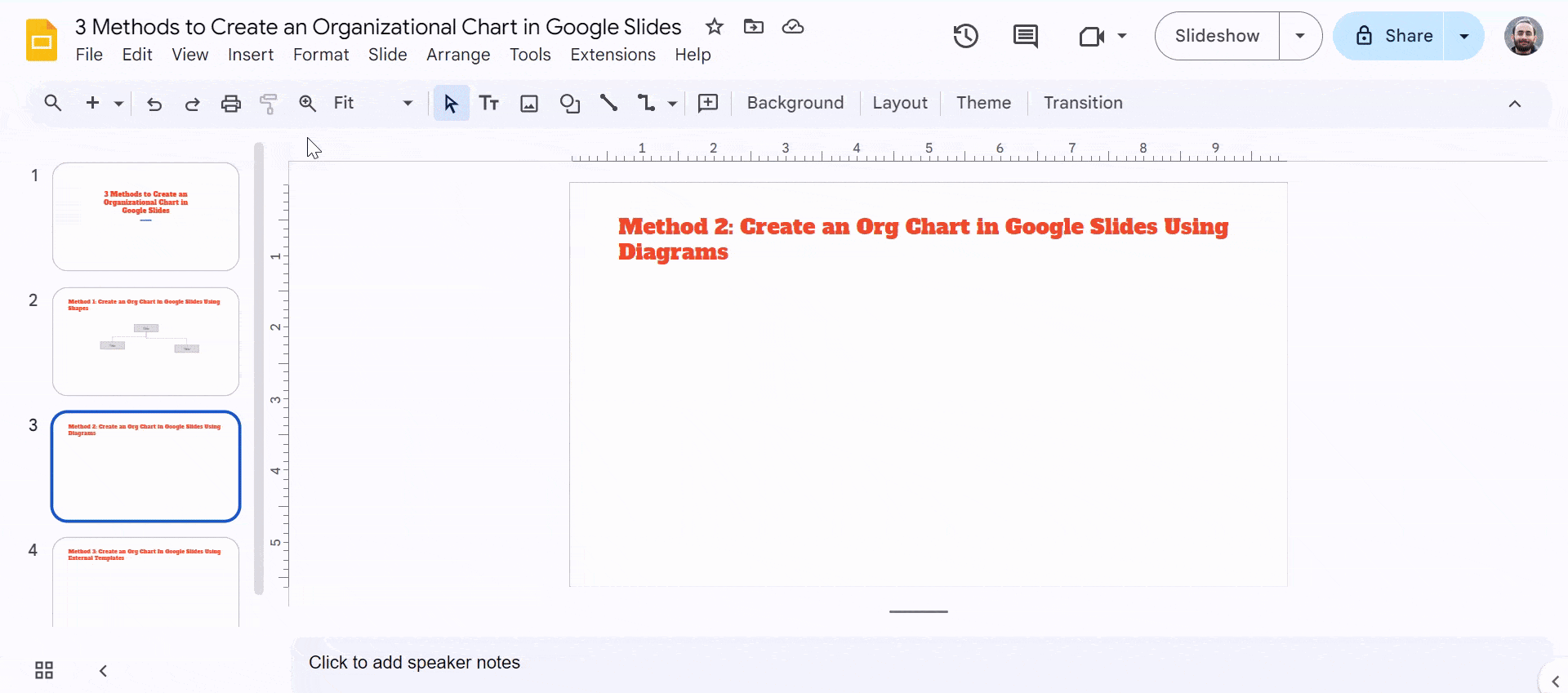 Create an Org Chart in Google Slides Using Diagrams