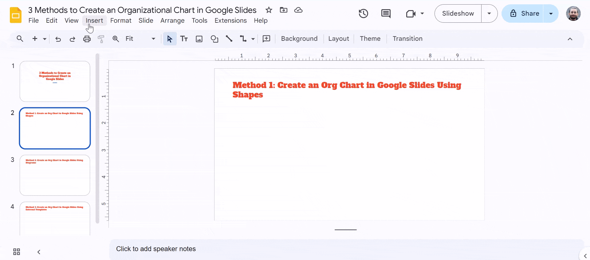 Create an Org Chart in Google Slides Using Shapes