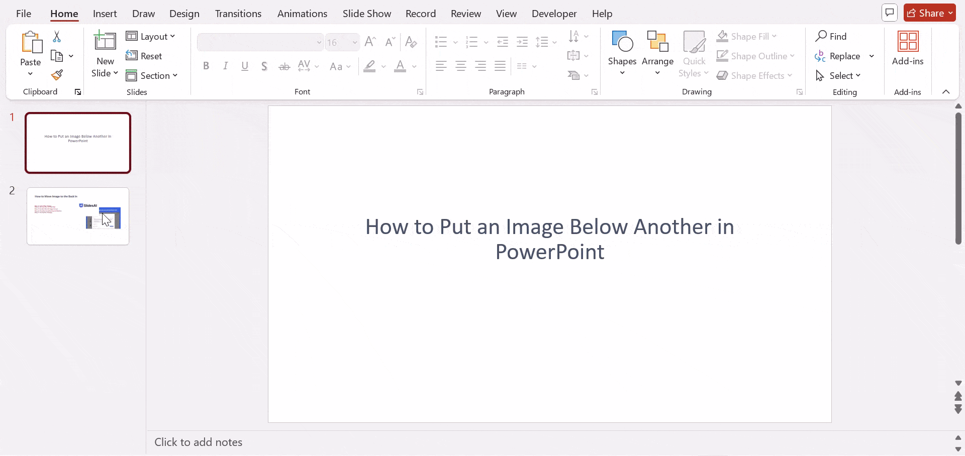 How to Put an Image Below Another in PowerPoint