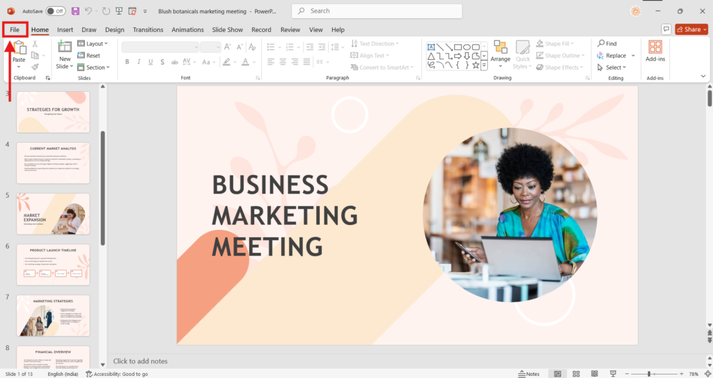 Opening PowerPoint presentation on Windows