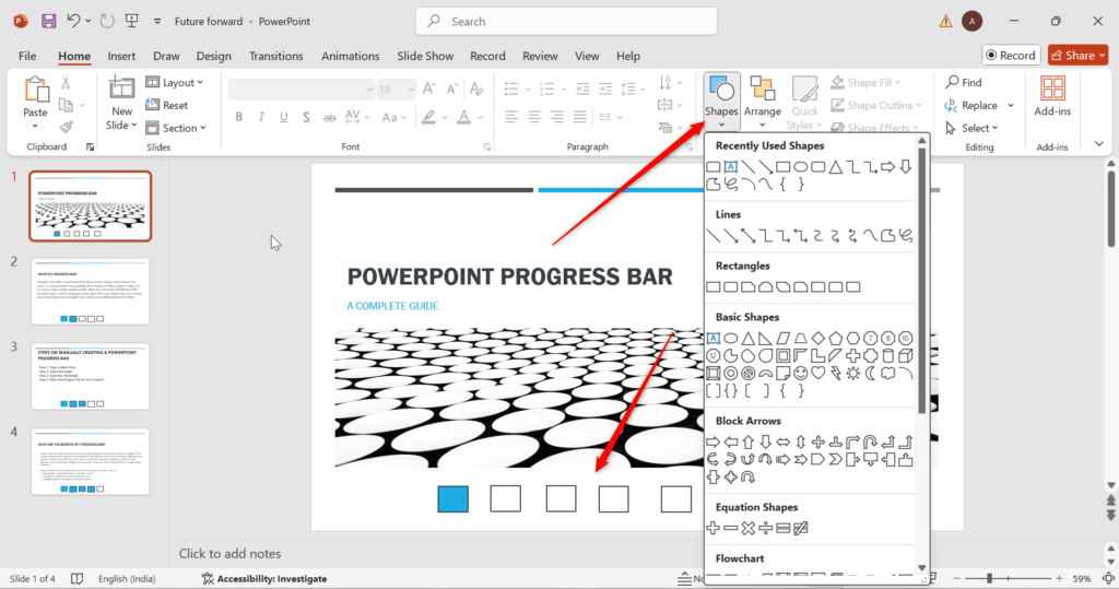 Adding shapes to create a progress bar manually