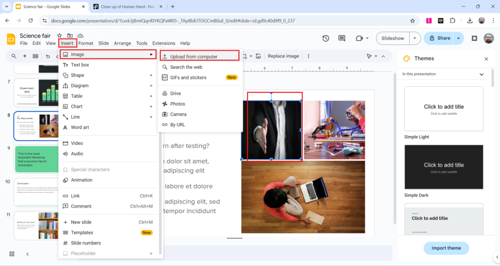 select image in google slides