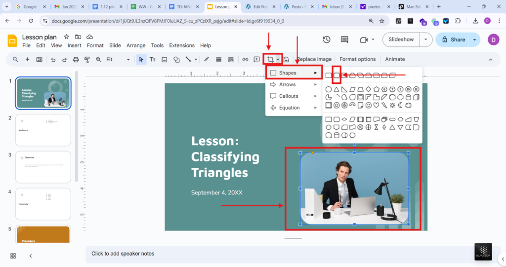 select shapes in google slides