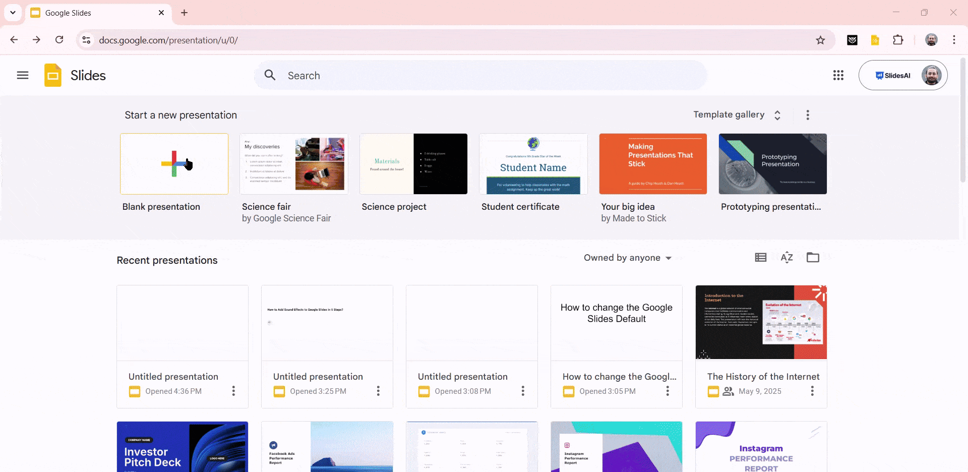 Preparing Google Slides