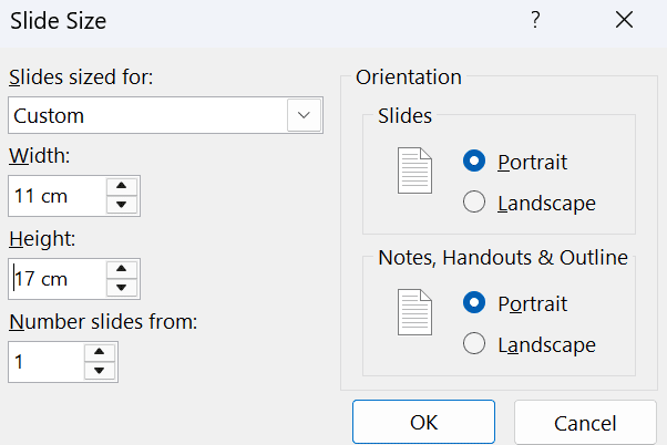 Step 3: Adjust Slide Size and Orientation