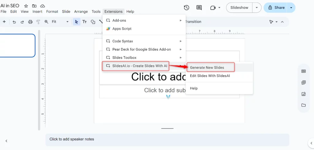 Generate new slides.